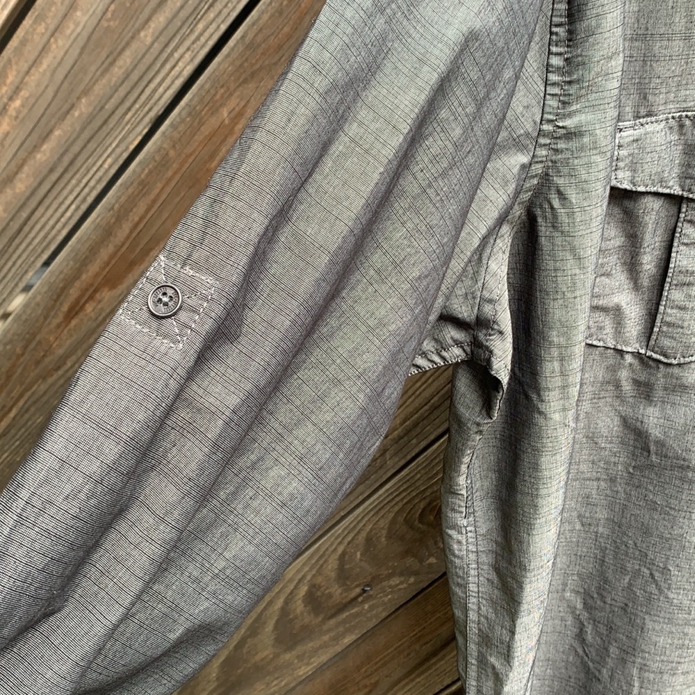 Pd & C Solid Grey Button Down Cotton Blend Shirt - image 8